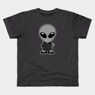 Alien Holding Up 'Rock On' Hand Sign Kids T-Shirt